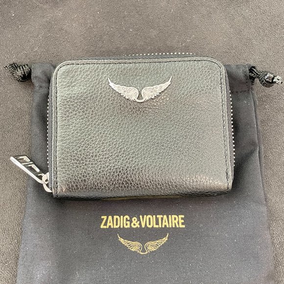 NWT ZADIG & VOLTAIRE SIGNATURE WING LOGO ALL AROUND ZIPPERED MINI WALLET - Picture 2 of 10